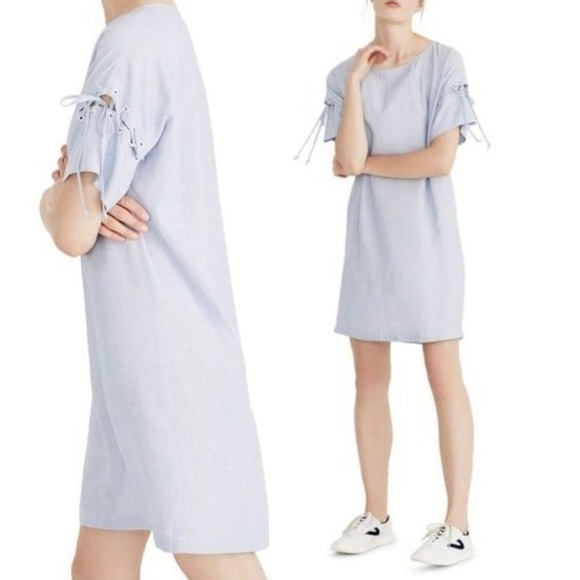 Madewell Dresses & Skirts - Madewell Stripe Lace-Up Cut-Out Short Sleeve Relaxed
Fit Sailor T-Shirt Dress XS